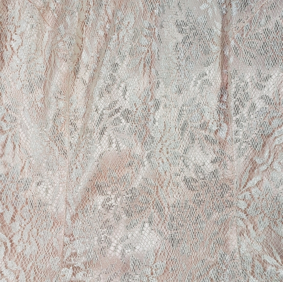 Vintage Scott McClintock Satin Lace Drop Waist Peplum Dress Sz 8 Pink Peach Bow - Picture 9 of 16